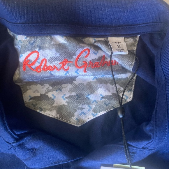 NWT Robert Graham Polo Golf Shirt Mens Size Small Navy Blue - Picture 3 of 6